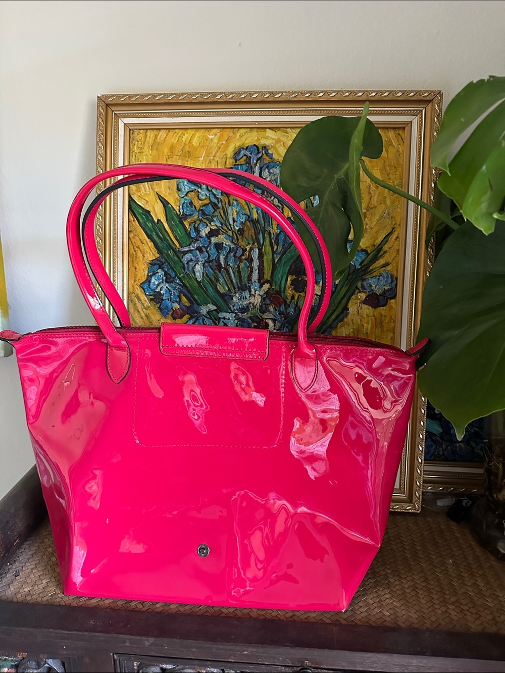 Longchamp Le Pliage Patent Tote Bag in Bright Pink - Picture 2 of 7